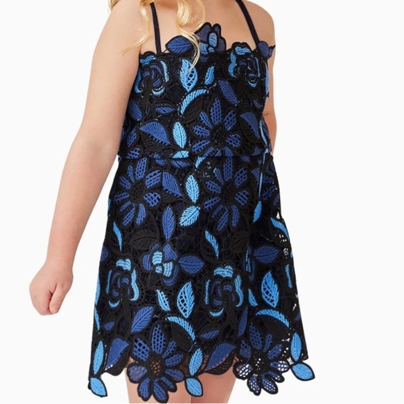 Elliatt Black and Blue Floral Times Girls Mini Dress in Blue Sz 2 - Picture 3 of 8